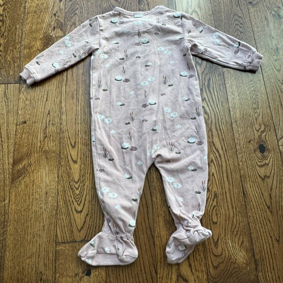 Petit Lem Firsts Footie Bodysuit 2-Way Zip 6M Organic Cotton Flowers in the Pond - Picture 11 of 13